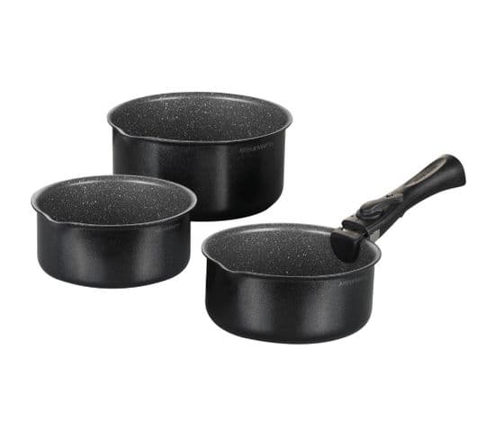 Set De 3 Casseroles Tous Feux 16-18-20 Cm Avec Une Poignée - Noir