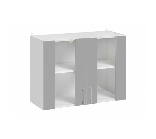 Meuble Haut De Cuisine Eco Gris Brillant 2 Portes Vitrées L 80 Cm