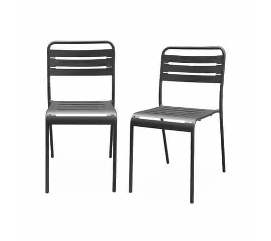 Lot De 2 Chaises De Jardin Acier. 2 Places. Anthracite. Amelia. L44 X P52 X H79cm