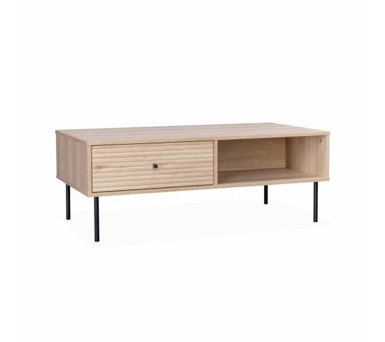 Table Basse. Braga. Un Tiroir. Deux Espaces De Rangement. L 110 X L 59 X H 41cm