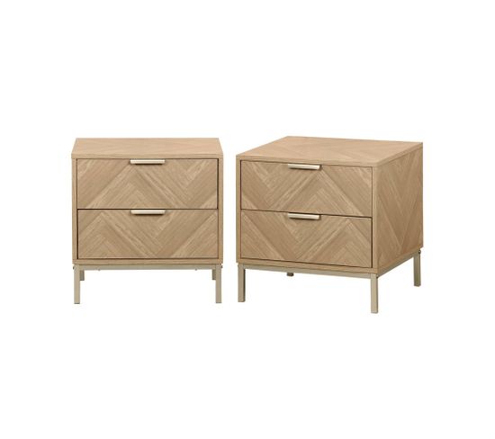 Lot De 2 Tables De Chevet. Budapest. Deux Tiroirs. L 45 X L 40 X H 45cm