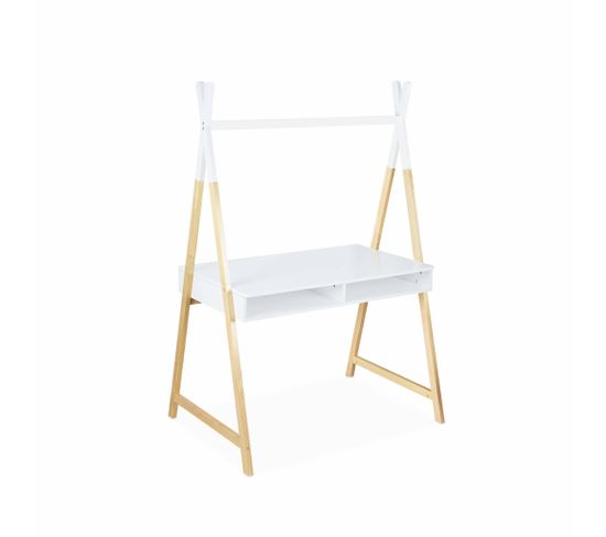 Bureau Tipi Blanc. Tobias. Deux Casiers. L 110 X L 75 X H 160cm