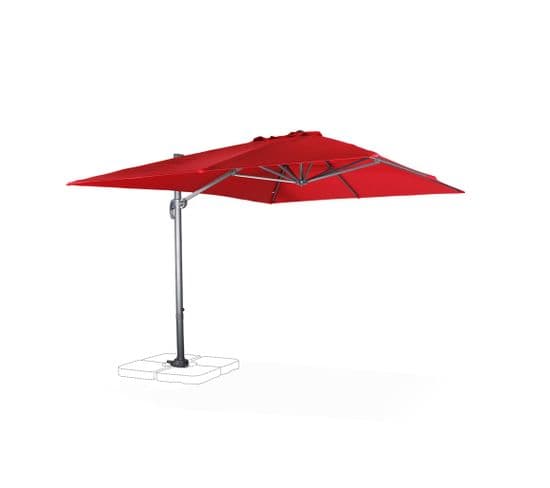 Parasol Déporté Rectangulaire 3x4m - Wimereux - Rouge- Parasol Excentré Inclinable