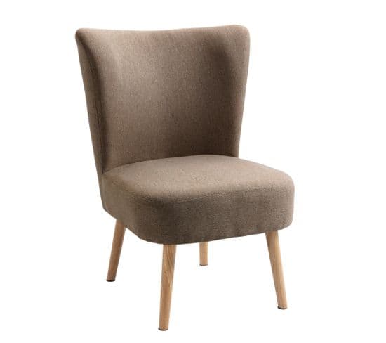 Fauteuil De Salon Crapaud Scandinave Avec Pieds Bois Et Tissu Marron Hetre