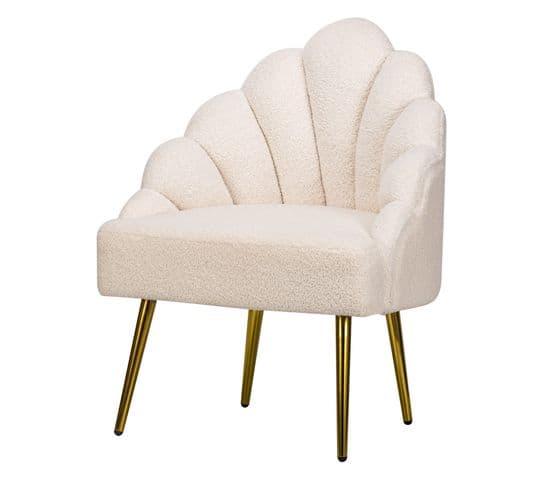 Fauteuil De Salon Design Pieds Metal Blanc Bouclettes