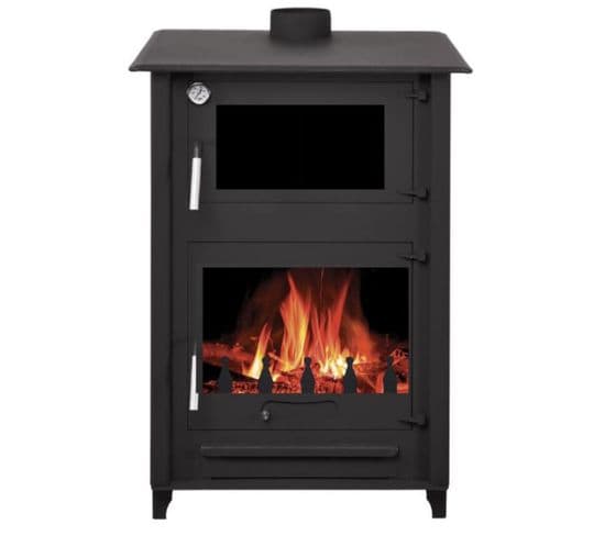 Poêle à Bois Avec Four Rosa 13kw - Bûches 50cm - Noir