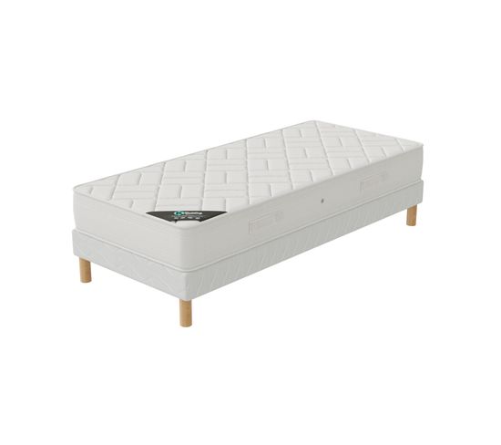 Ensemble Matelas Mousse Zen + Sommier 90x200 Hauteur 20cm