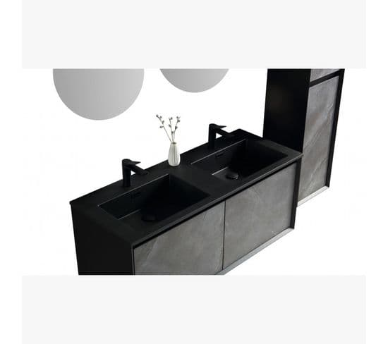 Meuble avec double vasque 120 cm noir Aquasasso