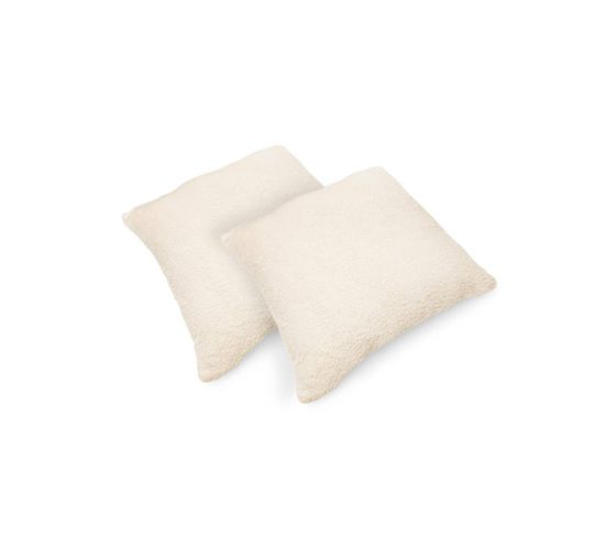 2 Coussins Blanc Garnis. Fausse Fourrure Poils Longs 40x40cm - Laponie