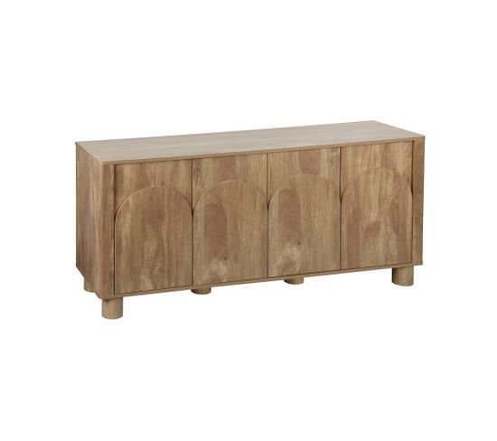 Buffet Exotique Bois Mdf 4 Portes. 2 Étagères Et 2 Tiroirs Intérieurs. L 150 Cm