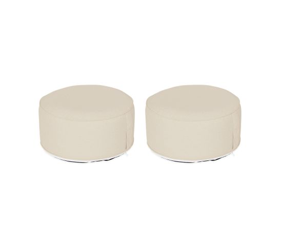 Lot De 2 Poufs Gonflables Et Déhoussables Beiges. Intérieur Ou Extérieur. Résistant À L'eau Et Aux