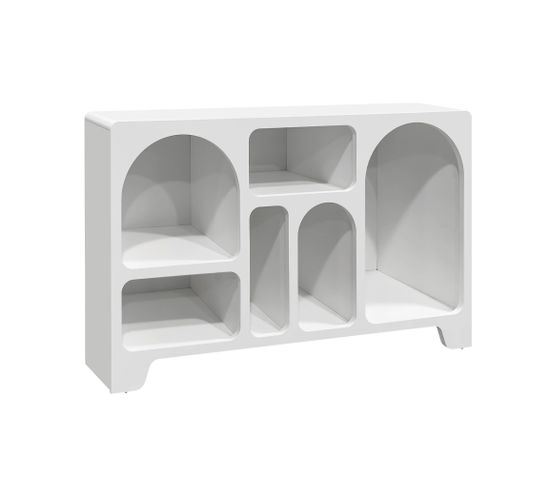 Buffet Organique 6 Compartiments Effet Bois Blanc 120cm