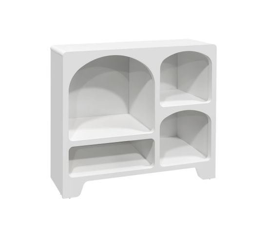 Buffet Organique 4 Compartiments Effet Bois Blanc 90cm