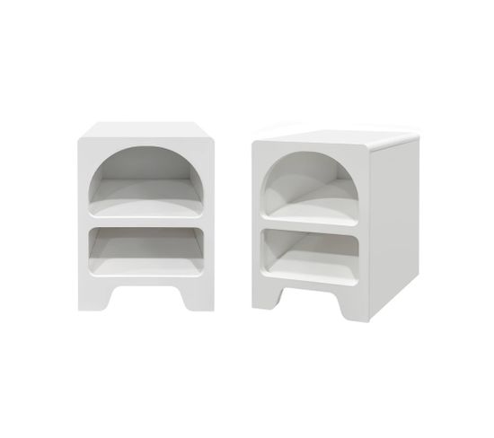 Table De Chevet Organique Effet Bois Blanc. 2 Niches De Rangement (lot De 2)