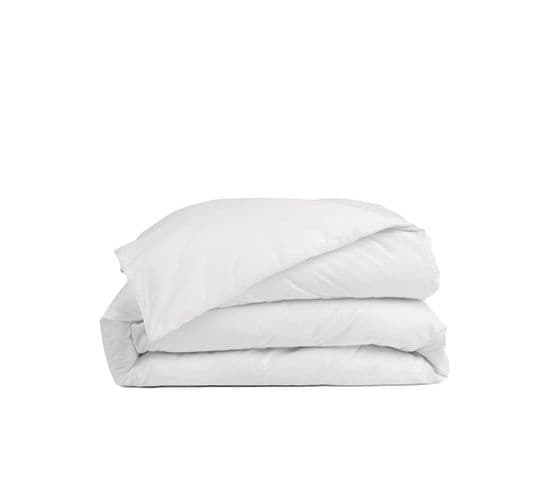 Housse De Couette 140x200cm - Blanc - 100% Percale De Coton - Morphea