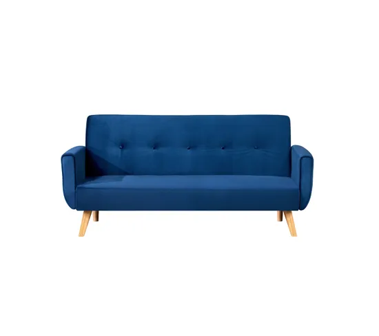 Canapé Scandinave Convertible 3 Places Velours Bleu Nuit Malmo