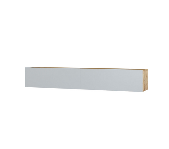 Meuble Tv Suspendu Blanc Et Bois 180cm Hyl