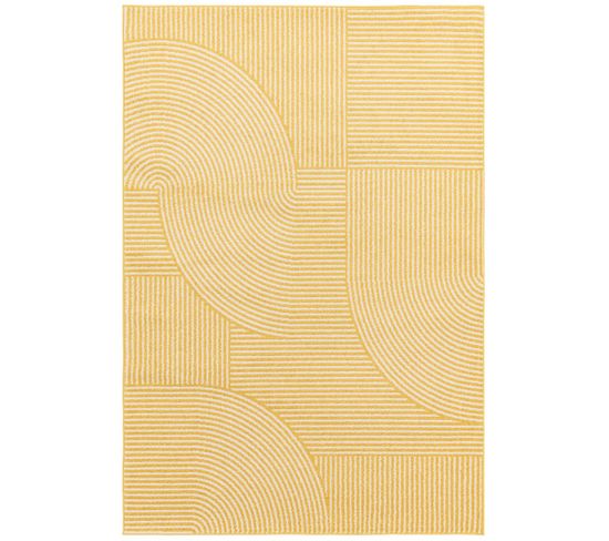 Tapis de salon moderne NEO GEO - Jaune - 160x230 Cm