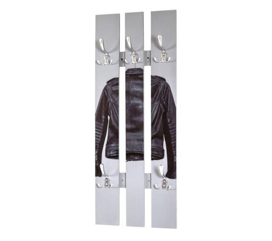 Patère Murale Vintage "blouson" 100cm Gris et Noir