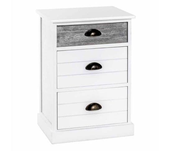 Commode En Bois 3 Tiroirs "mario" 60cm Blanc