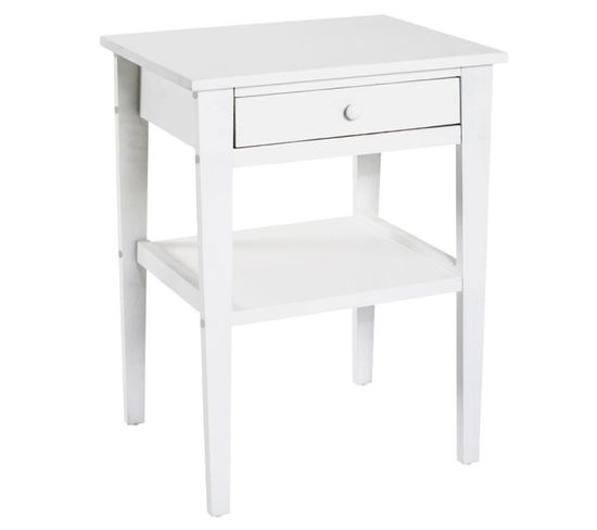 Table De Chevet 1 Tiroir "bois" 60cm Blanc