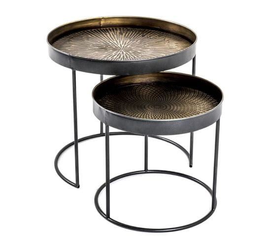 Lot De 2 Tables D'appoint "authentique" 51cm Noir