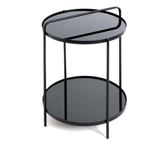Table D'appoint Ronde Design "zeko" 51cm Noir