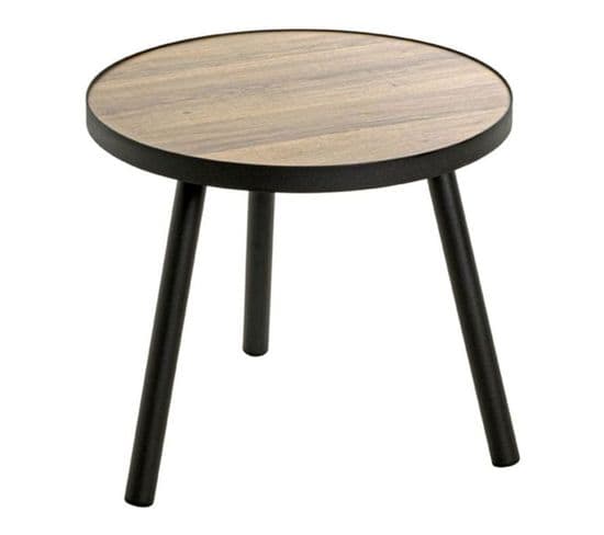 Table D'appoint Design "qanaq" 40cm Noir et Chêne