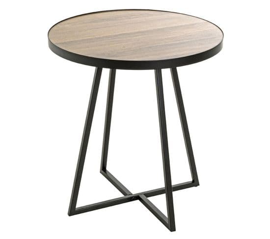 Table D'appoint Design "doliba" 52cm Noir Et Chêne