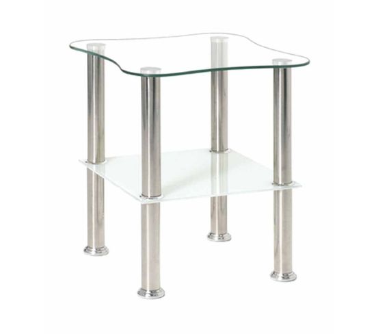 Table D'appoint En Verre "henia" 47cm Blanc