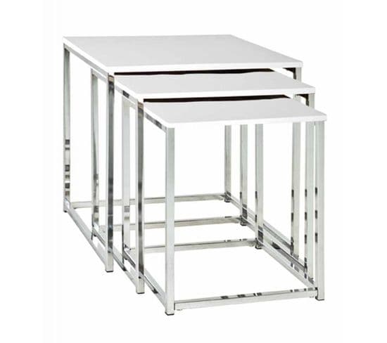 Lot De 3 Tables D'appoint "zélie" 42cm Blanc