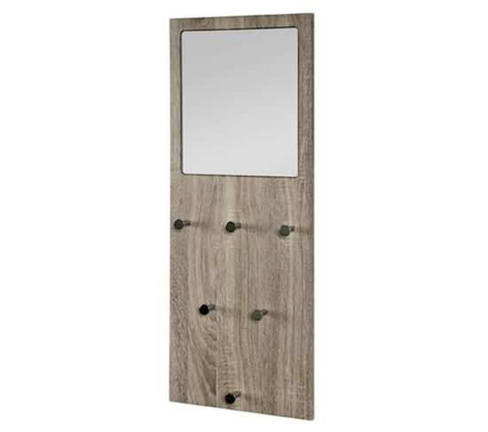 Patère Murale et Miroir Design "bora" 80cm Naturel