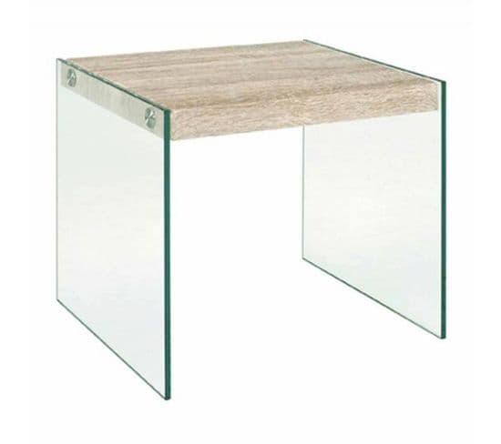 Table D'appoint En Verre "corvo" 40cm Chêne Clair