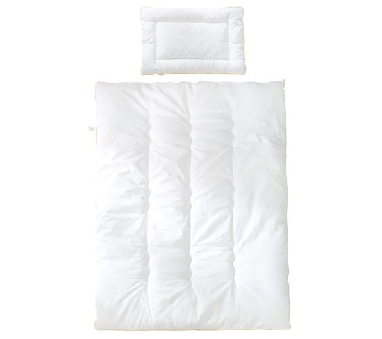 Couette 100x135 Et Oreiller 60x40 En Coton Blanc Pour Lit Bébé Et Enfant