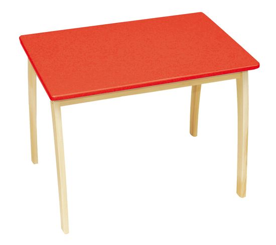 Table Enfant En Bois Avec Plateau Rouge - Utilisable De 2 À 10 Ans