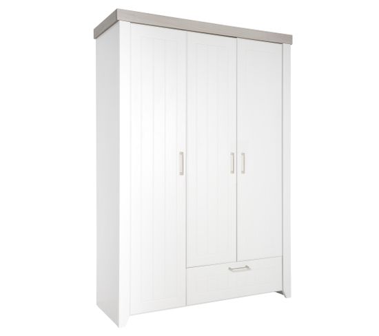 Armoire "Wilma" 3 Portes - Blanc - Décor Bois