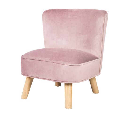 Fauteuil Enfant "Lil Sofa" - Avec Pieds En Bois Stables - Velours Rose