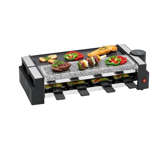 Raclette Gril Avec Pierre Chaude 8 Personnes Clatronic Rg 3678 Noir