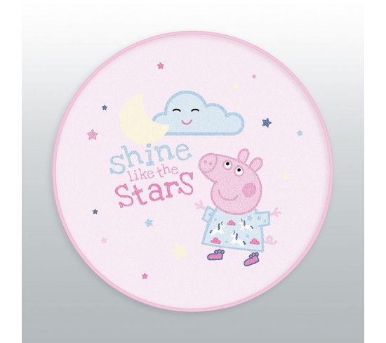 Tapis Rond - Peppa Pig  -shine Like The Stars - Rose - 90 Cm