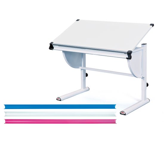 Bureau Inclinable MILO 3EN1 Métal Et MDF Blanc + Range-crayons Interchangeables