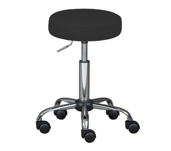 Tabouret à roulettes noir ASRA réglable en hauteur et pivotant