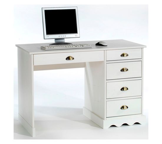 Bureau En Pin Colette, Lasuré Blanc