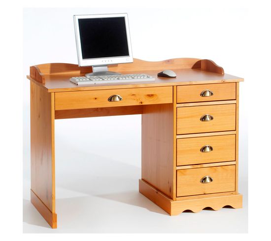 Bureau En Pin Colette, Avec Corniche, Lasuré Couleur Miel