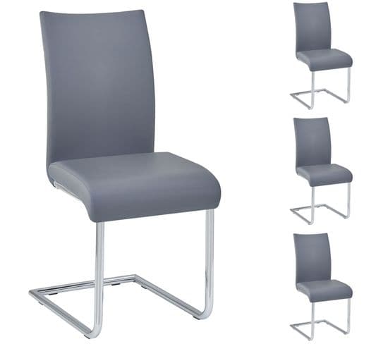 Lot De 4 Chaises Aladino, En Synthétique Gris