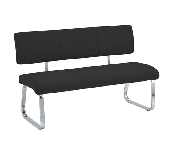 Banc Design Avec Dossier Vilas, En Tissu Noir