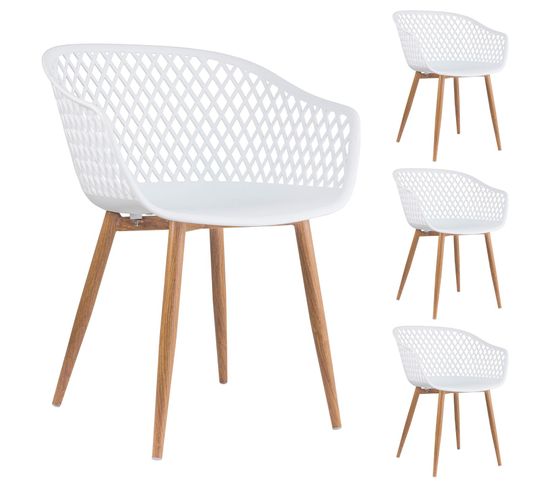 Lot De 4 Chaises Madeira, En Plastique Blanc