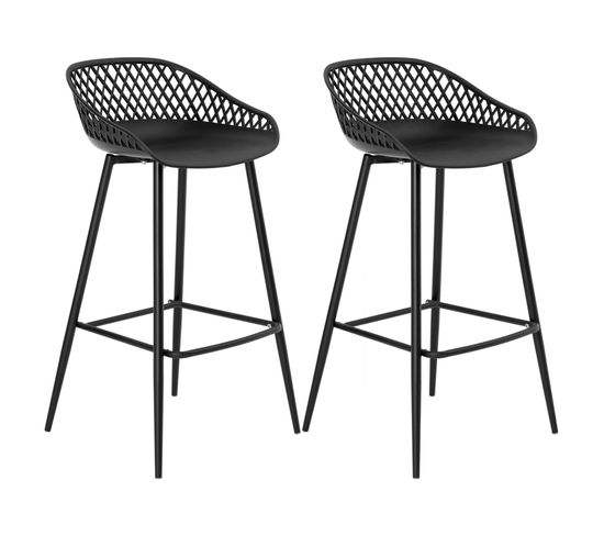 Lot De 2 Tabourets De Bar Irek, En Plastique Noir