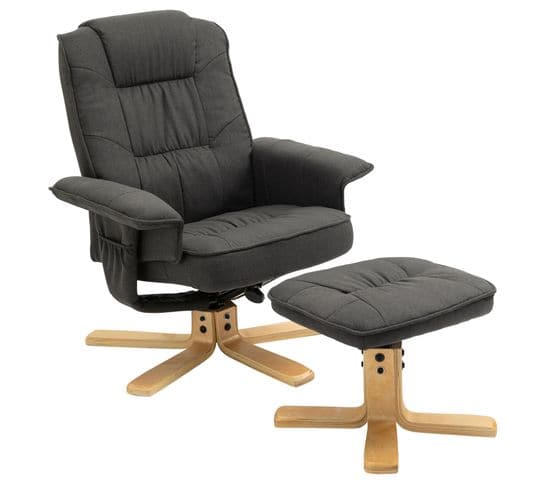 Fauteuil De Relaxation Avec Repose-pieds Charly, En Tissu Gris Anthracite