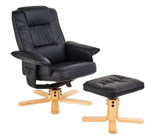 Fauteuil De Relaxation Avec Repose-pieds Charly, En Synthétique Noir