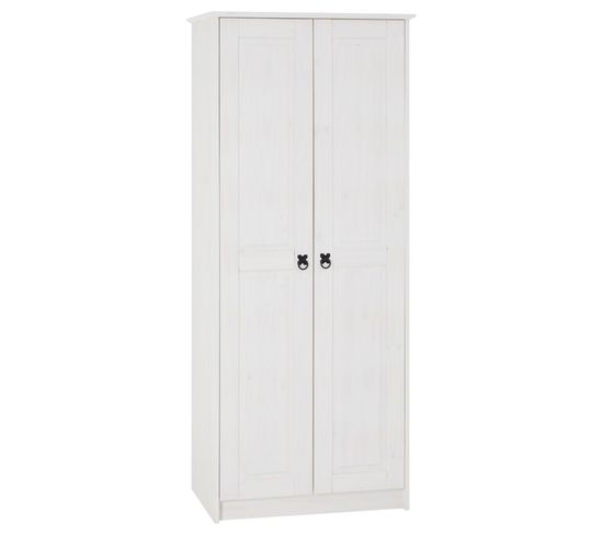 Armoire En Pin Residencia Style Mexicain, 2 Portes, Lasuré Blanc